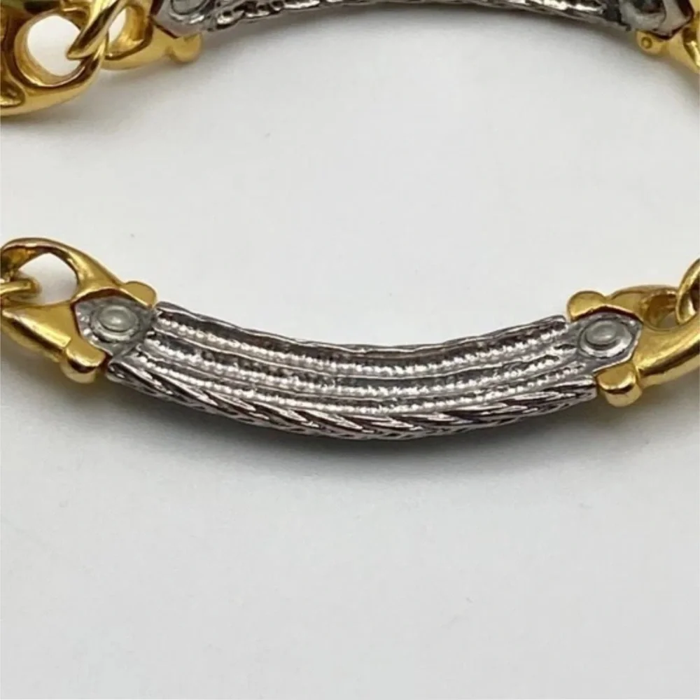 Vintage GUCCI Gold & Silver Horsebit Necklace, Bracelet & Earring—Rare Set - Picture 6 of 14